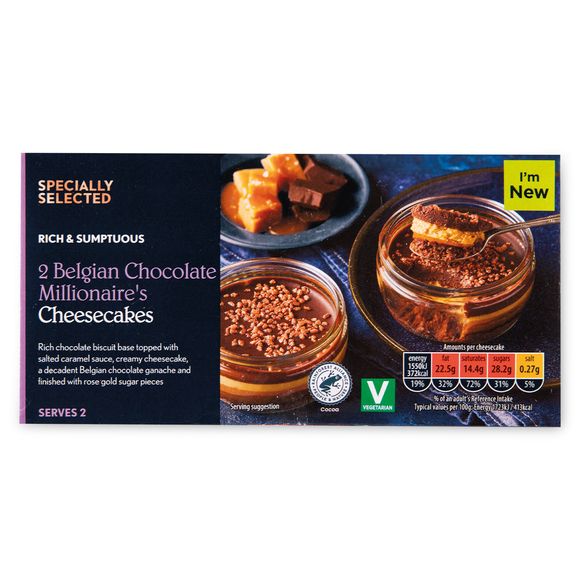 Specially Selected Belgian Chocolate Zillionaire's Cheesecakes 2x90g